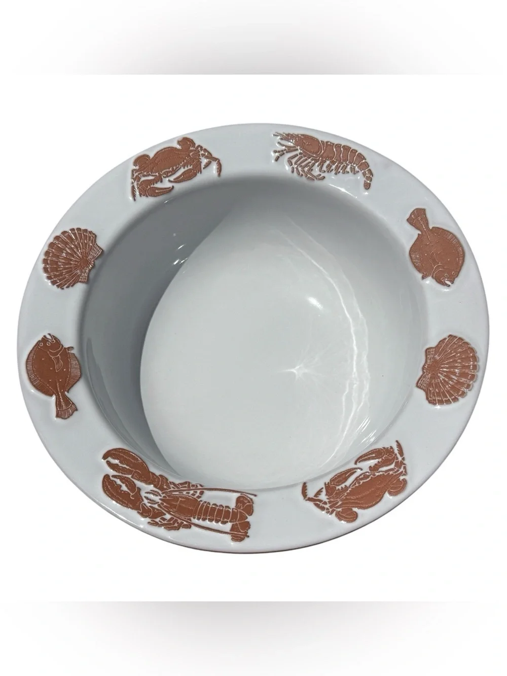 Vintage Frankoma Seafood Large Serving Bowl Coastal Tableware Beach House Dining